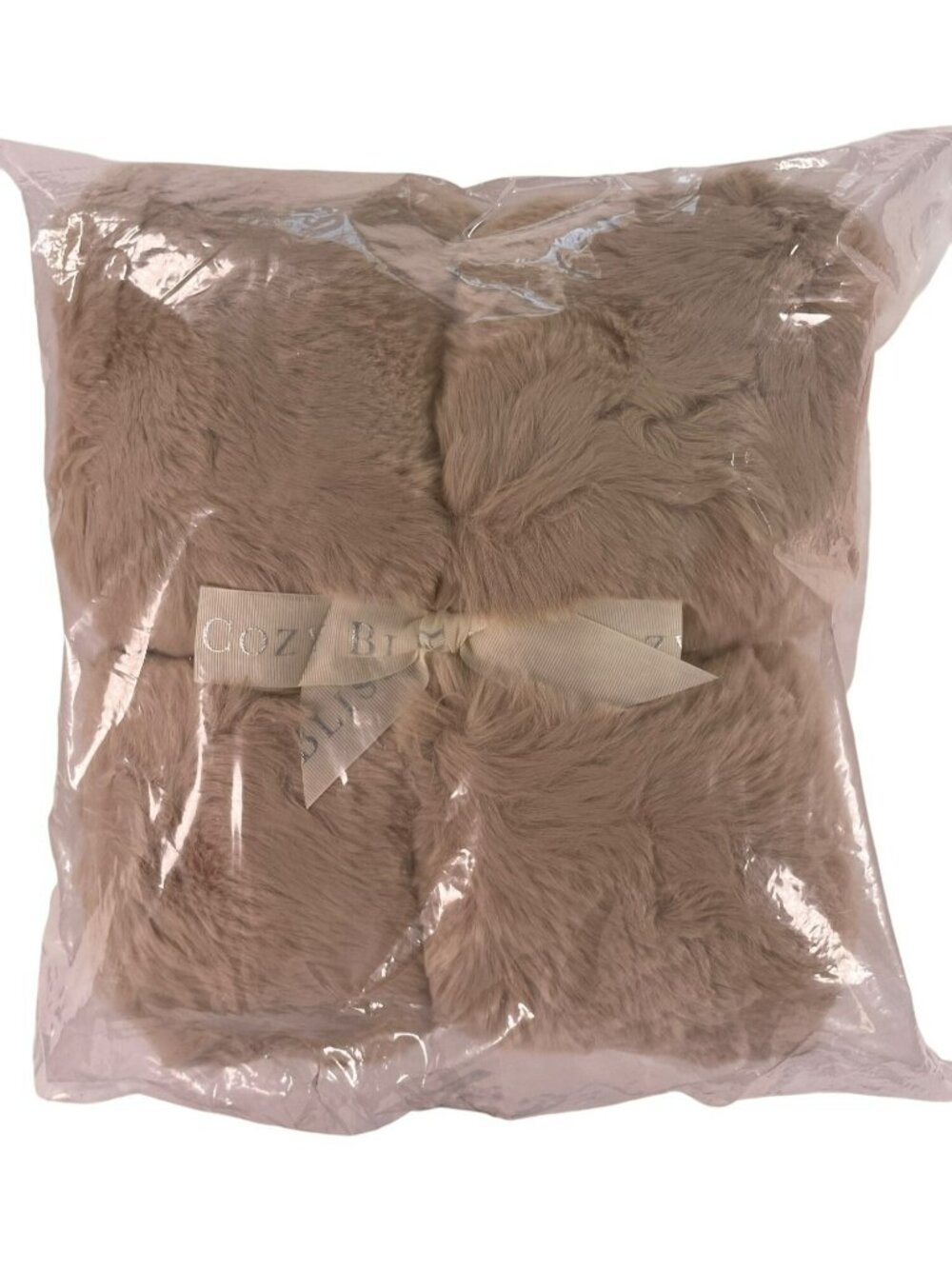 Cozy Bliss Beige Faux Fur Throw Blanket Soft Plush Luxury 50x60 NEW